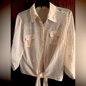 Sheer blouse cream and peach dots